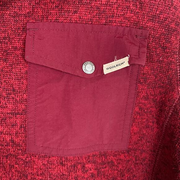 Woolrich Drifter Pullover Men's Medium Heather Red 1/4 Snap Fleece Sweater Cold - Picture 2 of 13